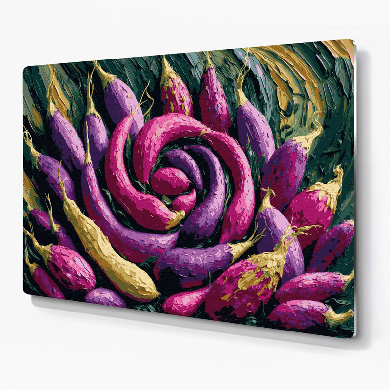 Légumes, art mural mauve en métal Oca