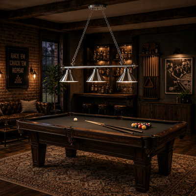 Luminaire suspendu linéaire à 3 lumières pour table de billard Bowdon par RAM Game Room