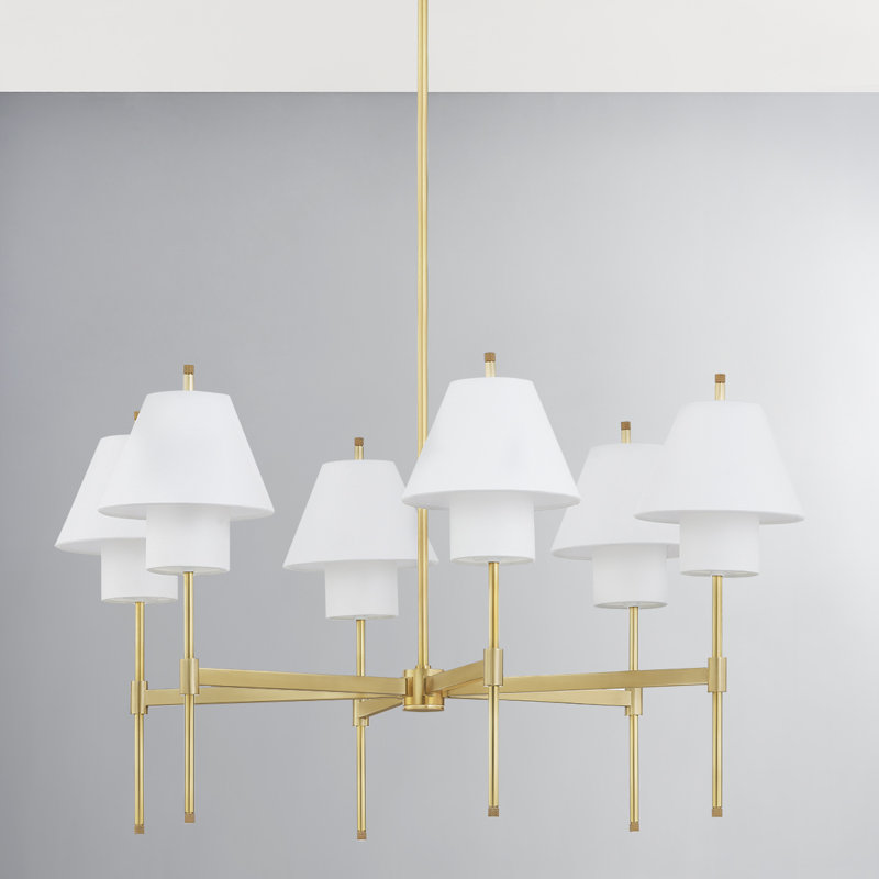 GLENMOORE 6 LIGHT CHANDELIER, Aged Brass