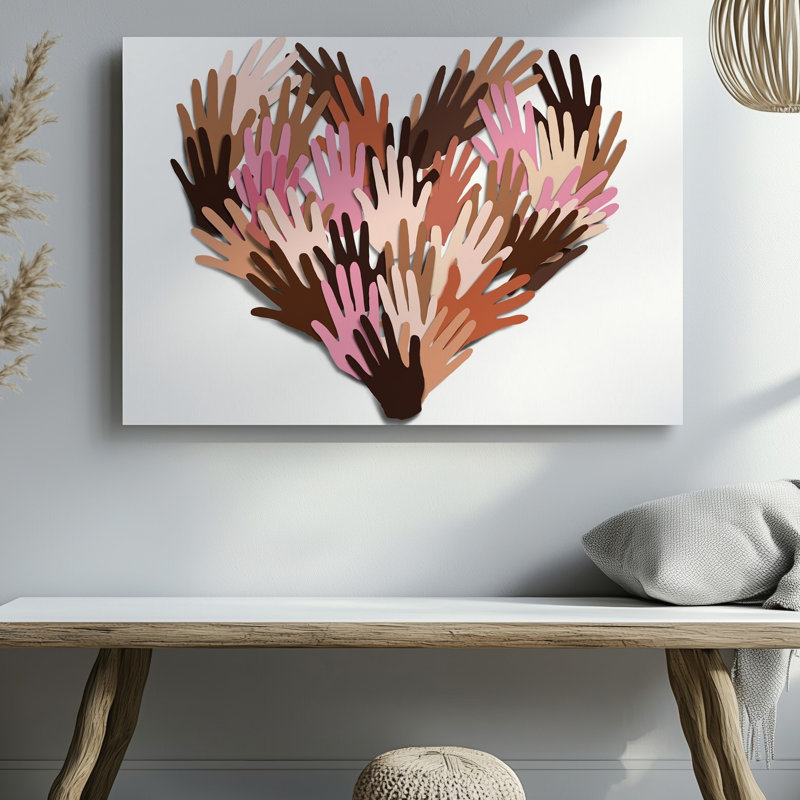 Toile, création d'une illustration mettant en vedette un grand cœur en forme d'art mural, H 20 po x l 30 po