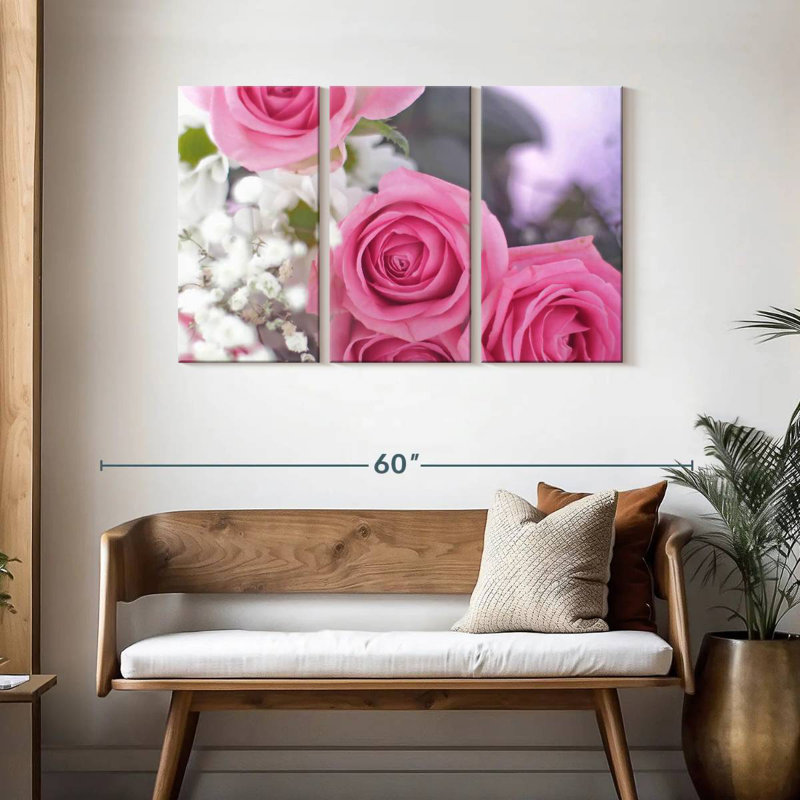 Harnek Blooming Light Pink Roses, 28" H x 45" W