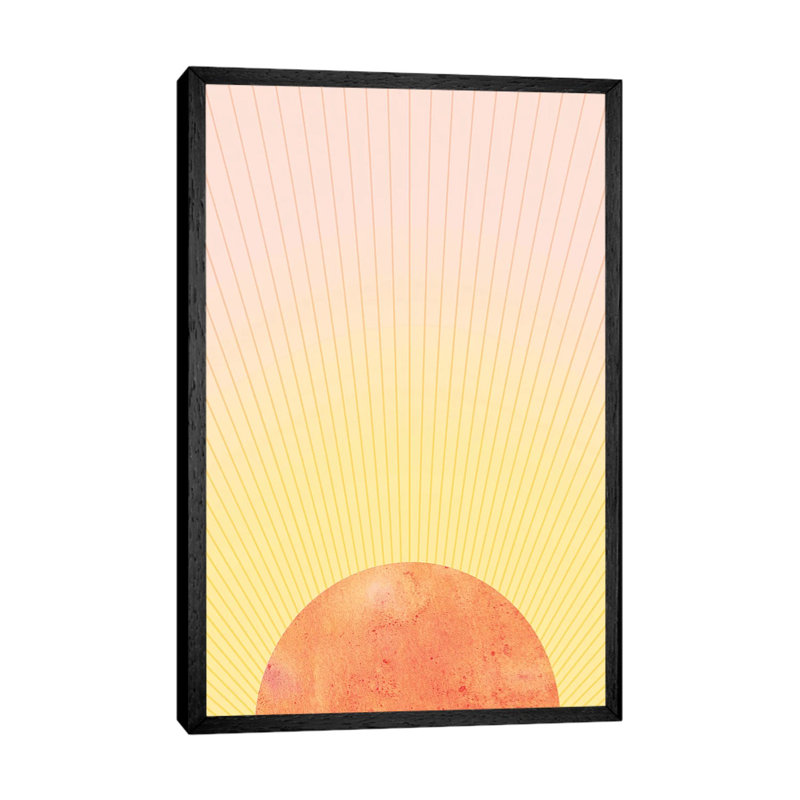 Orange Sun 1 Piece Wall Art on Canvas, 66.04cm H x 45.72cm W x 3.81cm D, Black Framed