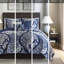 Courtepointe réversible en coton, indigo, complexe, envers uni, coussins décoratifs, literie indigo pour lit double / grand, 6 pièces, coton imprimé, conception détaillée, repos chaleureux et confortable-117569833