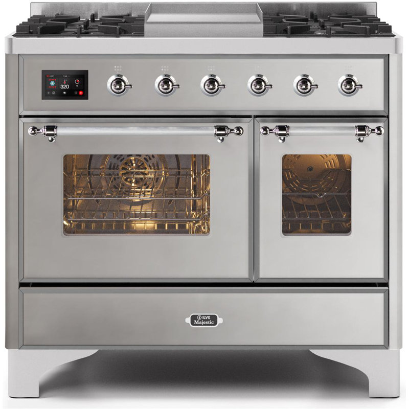 Majestic II 40" 3.82 cu. ft. Freestanding Dual Fuel Range with Griddle, Natural Gas, Stainless Steel/Chrome