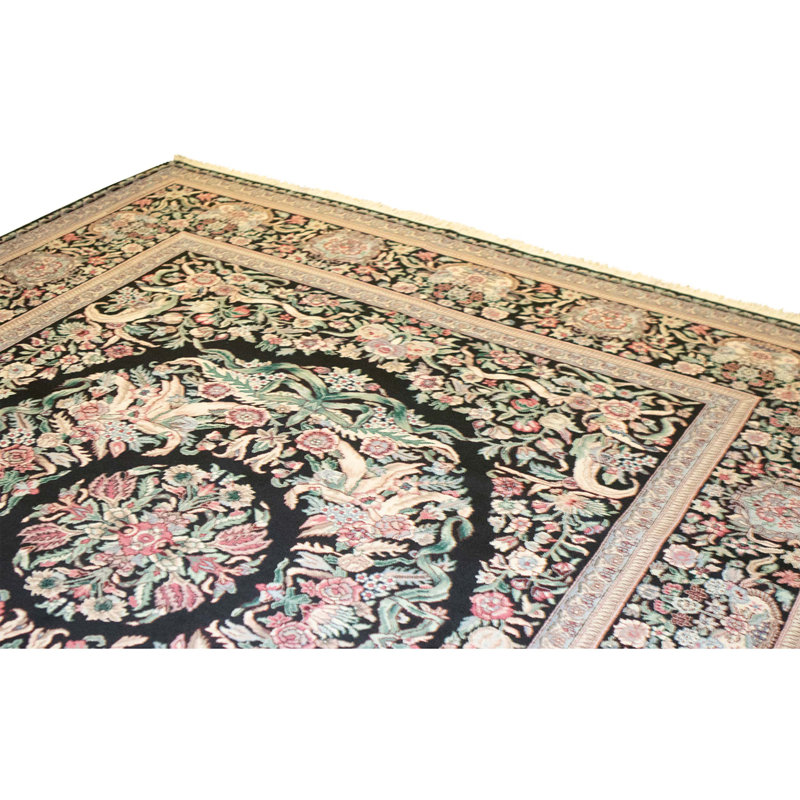 High-Quality Hand-Knotted Black Area Rug