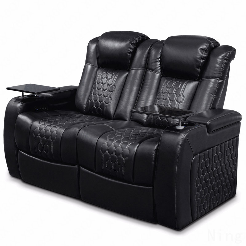 62.2" Top-Grain Nappa 2PC Power Recliner Set - RGB LED, Smart Charging, Fully Adjustable