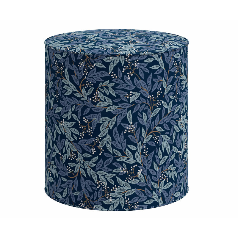 Round Ottoman, Rpc Willowberry Navy Linen