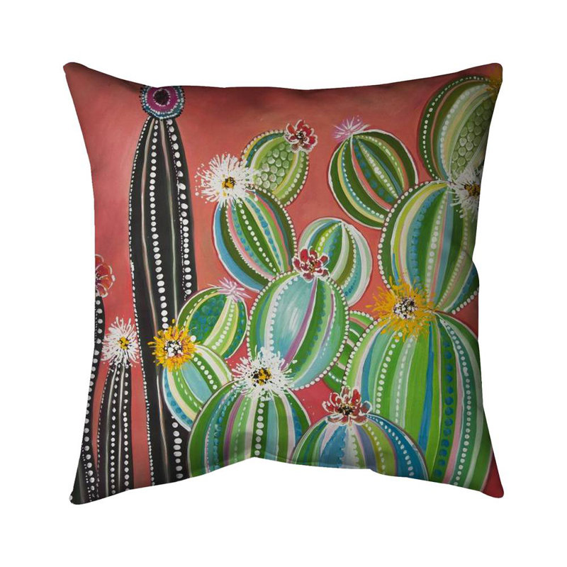 Rainbow cactus - 18"x18" Throw pillow -Print on demand- Poly Twill Throw Pillow with Insert, Double-Sided Print, Polyester