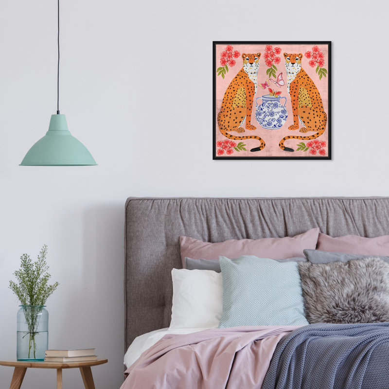 «Great Mother Cheetahs», impression sur toile, Toile avec cadre flottant, H 13 po x l 13 po, Noir