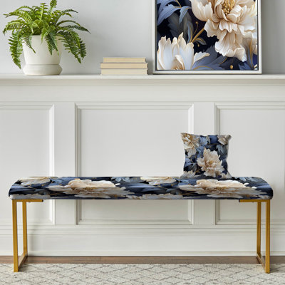 Banc floral rembourré or