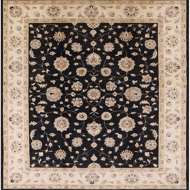 Tapis oriental noir / beige Nafne, Carré 3 pi
