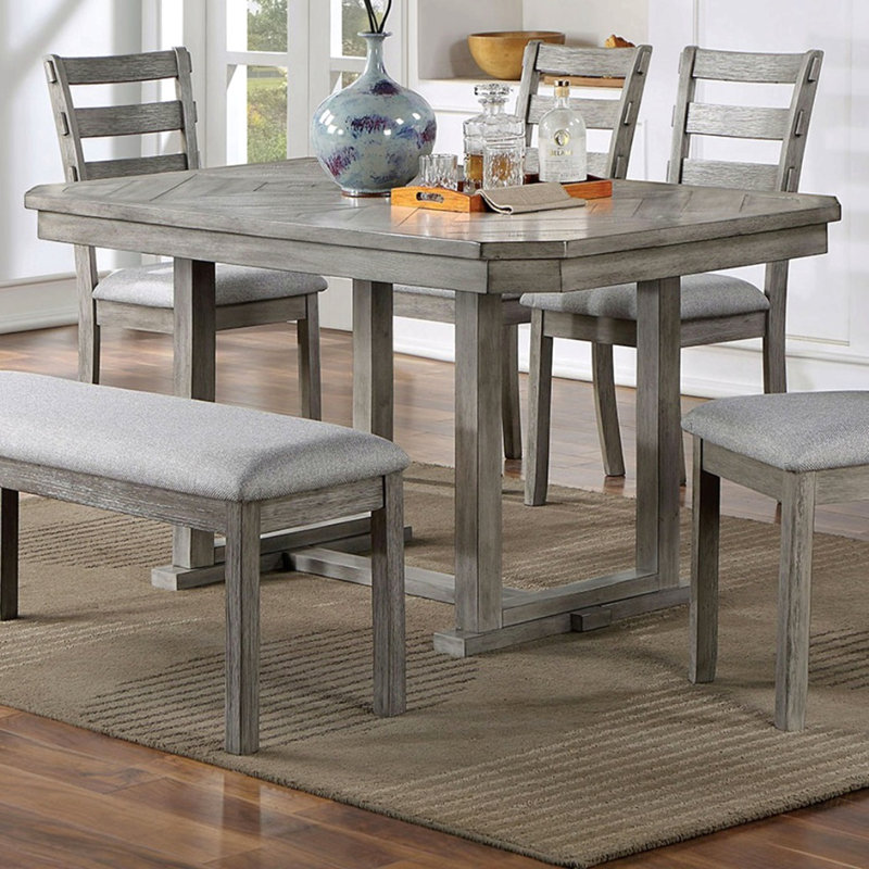 Table de salle à manger de couleur grise à motif de grain de bois 1pc