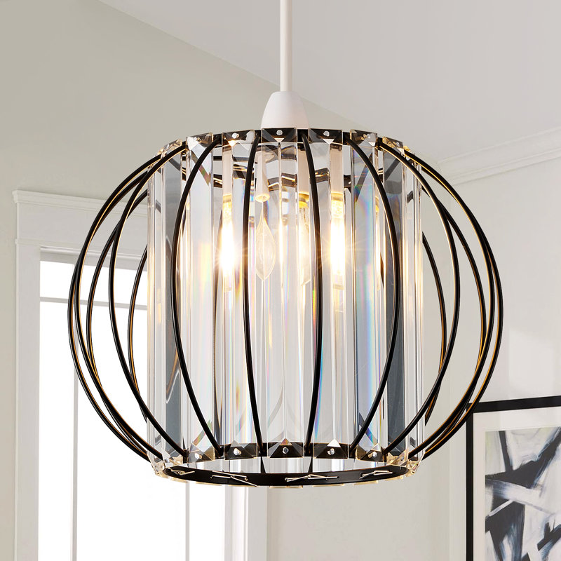 20cm H Globe Pendant Shade ( Uno ), Black