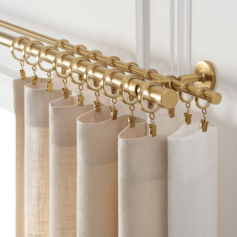 Cambria® Designer Series, diamètre supérieur de 1/8 po de qualité supérieure avec tringle arrière de 5/8 po, tringle à rideaux double non réglable, supports de designer