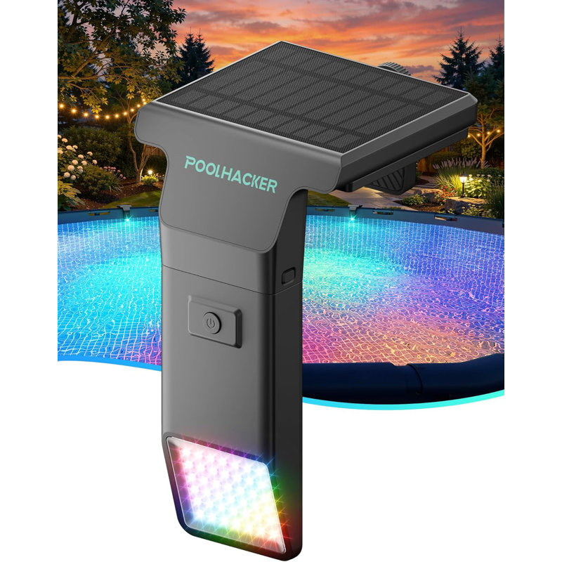 Luminaire solaire pour piscine creusée et hors terre, 10 couleurs et 4 modes dynamiques, panneau solaire ETFE, télécommande, étanche IP68, montage facile