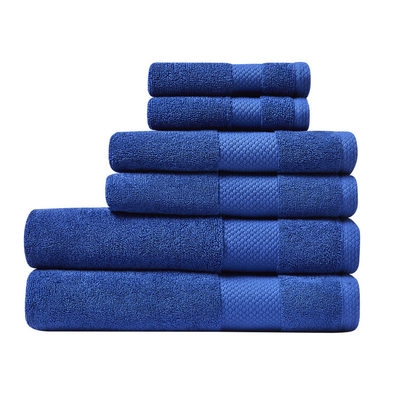 Lacoste Heritage 6PC Cotton Bath Towel Set, 100% Supima Cotton, Micro-Fresh® Anti-Microbial, Surf Blue