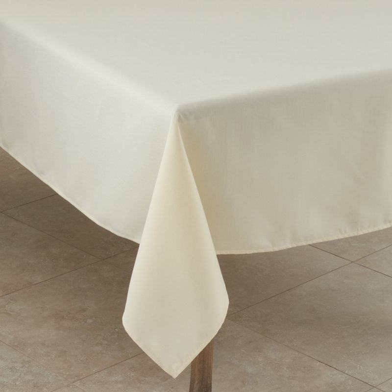 Sherry Polyester Tablecloth, 140" L x 65" W, Ivory