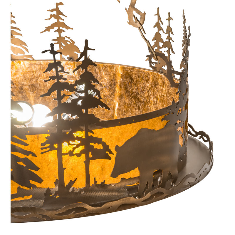 Luminaire suspendu inversé 34 po de large ours au lac