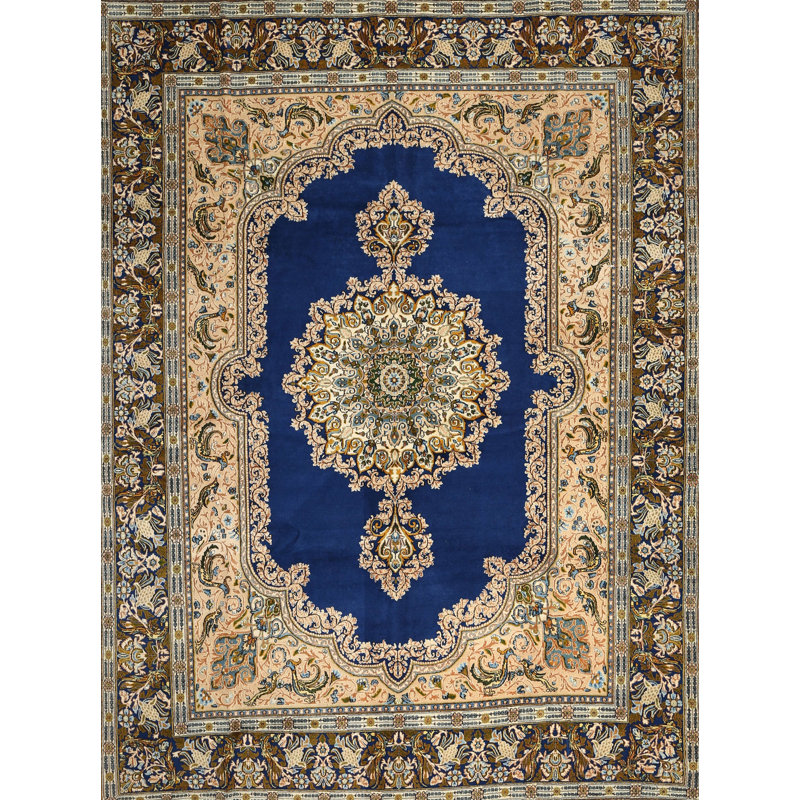 Tapis bleu/beige traditionnel, Rectangle 5 pi x 7 pi