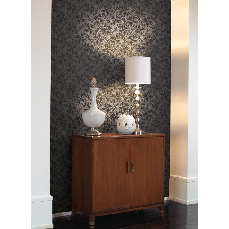 Antonina Vella Modern Metals 32.8' L x 20.8" W Wallpaper Roll, Black/Silver