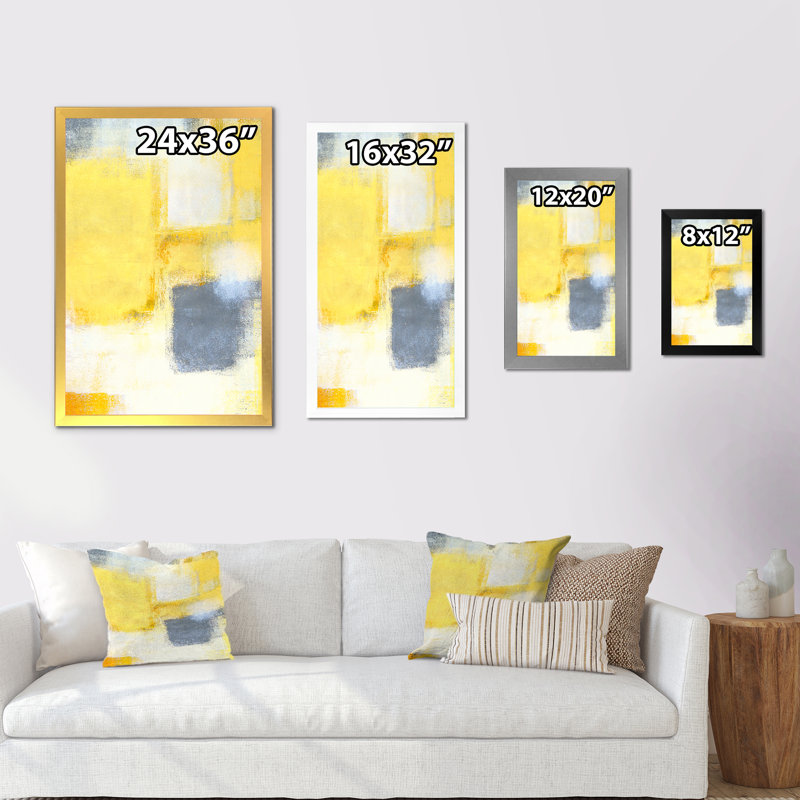 Art moderne gris et bleu II 2FDP47771, Toile avec cadre noir, H 20 po x l 12 po x P 1 po
