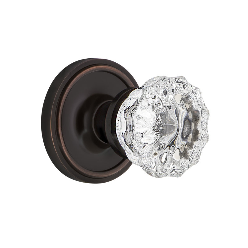 Classic Rosette with Crystal Door Knob, Timeless Bronze, 2-3/8"