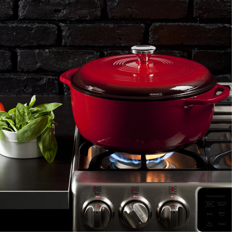 Red Enameled Cast Iron 7.5 Quart Dutch Oven