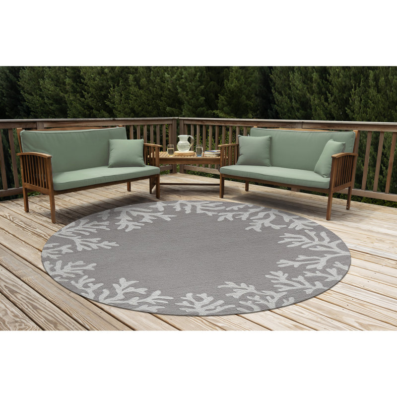 Tapis intérieur / extérieur gris touffeté à la main Bellavia, Rond 8 pi
