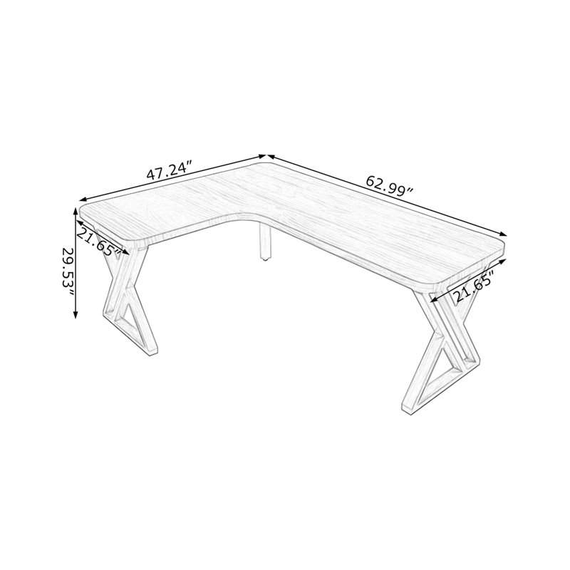 Bureau d'angle moderne en forme de L, H 29,53 po x l 62,99 po x P 47,24 po, Gauche