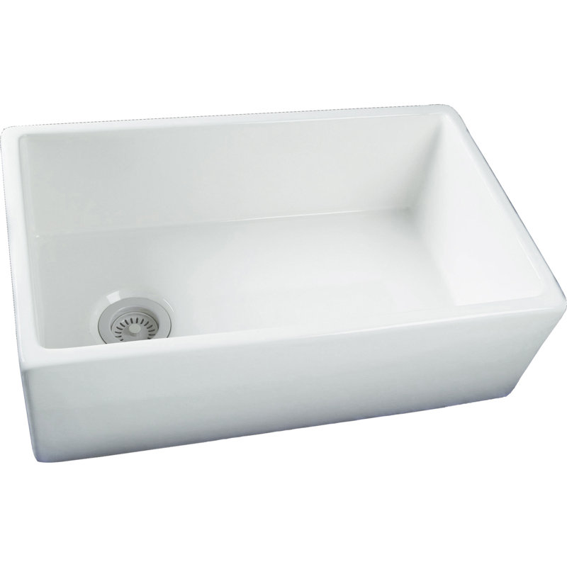29.75'' L Single Bowl Fireclay Kitchen Sink, White
