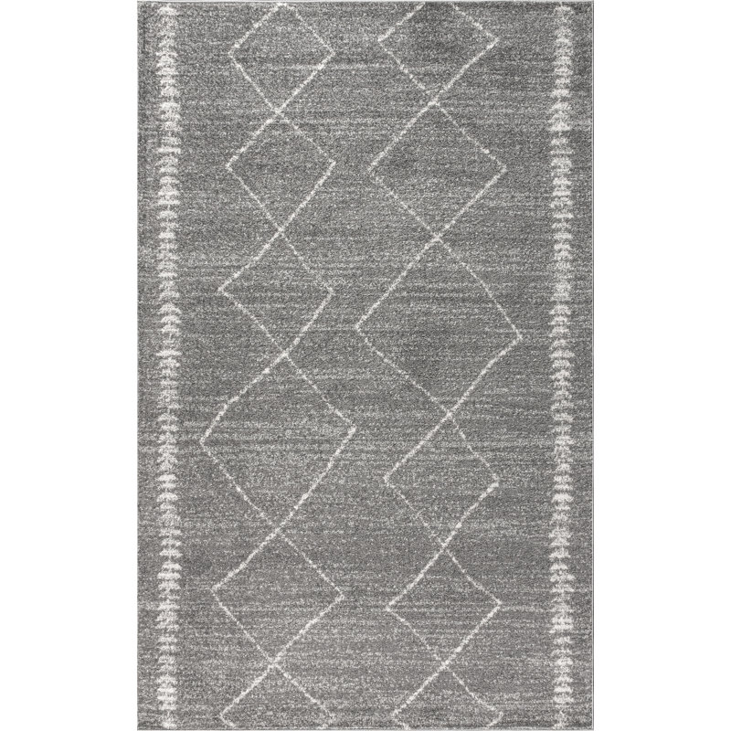 Bradt Moroccan Beni Souk Gray/Cream Rug, Rectangle 3' x 5'
