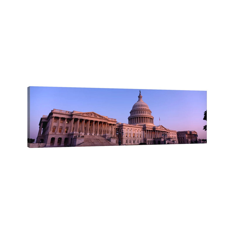 Low Angle View Of A Government Building, Capitol Building, Washington DC, USA - Wrapped Canvas Panoramic Print