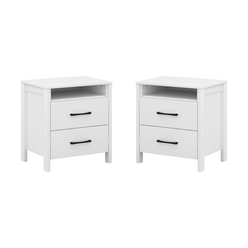 Chabot Modern 2-Drawer Nightstand Set Of 2, White