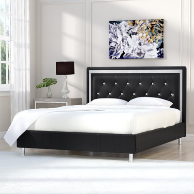 Demps Tufted Low Profile Platform Bed with Metal Legs