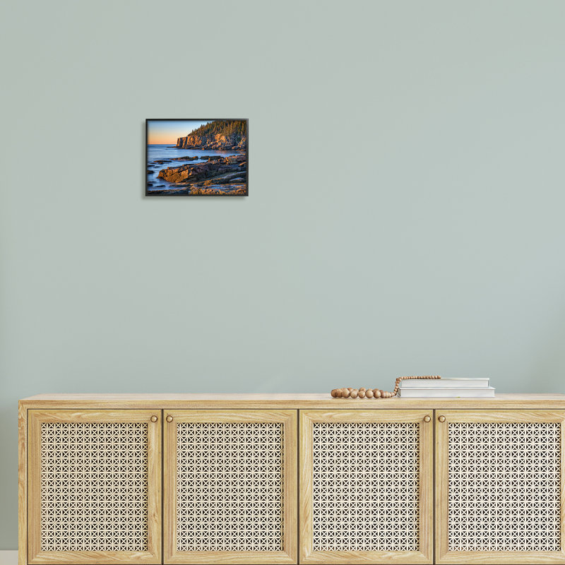 «Rocky Cove Ocean Cliff», art de la giclée encadrée par Rick Berk, Giclée encadrée noir minuit, H 11 po x l 14 po x P 1,5 po