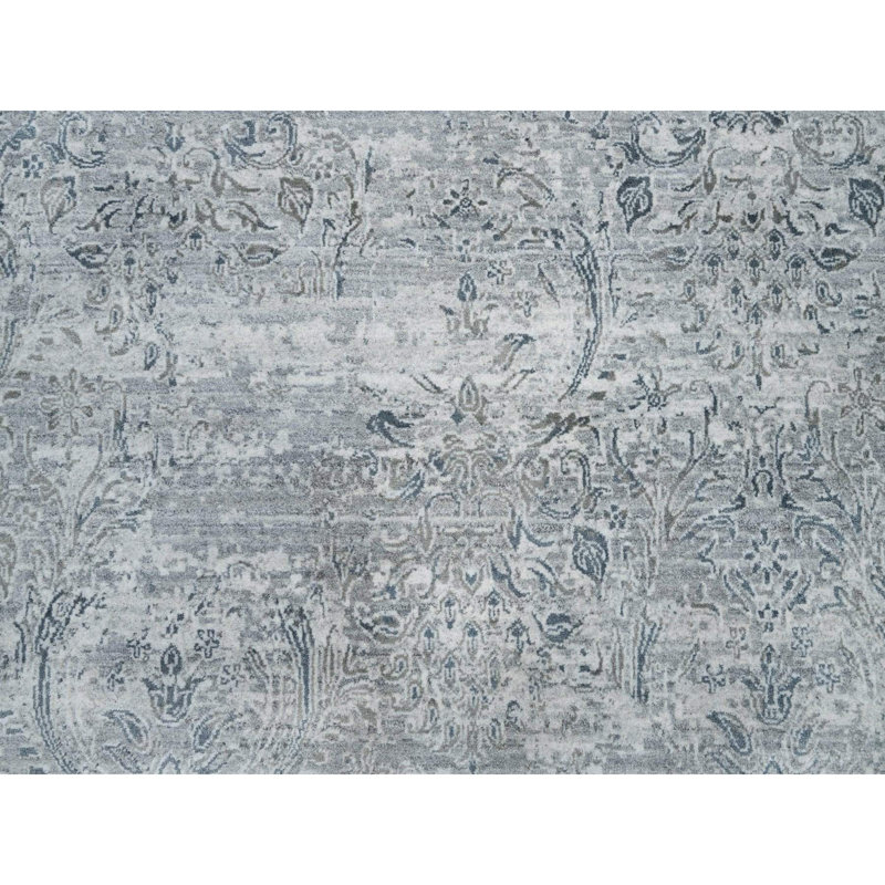 Tapis ivoire damassé en laine et en soie à base de plantes 8 pi 9 po x 11 pi 10 po C2A16EC31BA34BAB9A591EDF3BAB2172