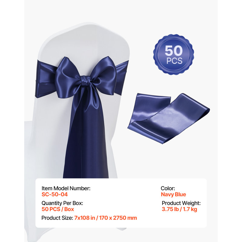 Satin Chair Sashes Bows, Chair Ribbon Ties Back Sash, Wedding Reception Decoration, for Wedding Ceremony Baby Shower Party Events Banquet Chair Cover Decoration