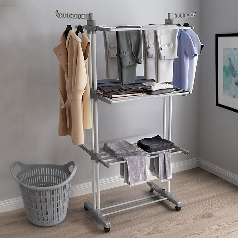 Berrin Metal Freestanding Drying Rack, Grey