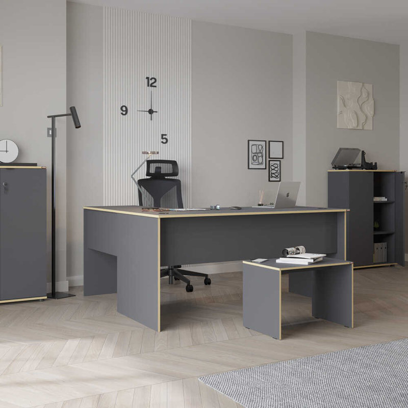 Modern Wall-Mounted Study Desk, 63.0 x 29.5 x 56.7 inches | 100% Melamine Coated Particle Board | Space-Saving Design with Additional Storage | Perfect for Home Office & Study Environments