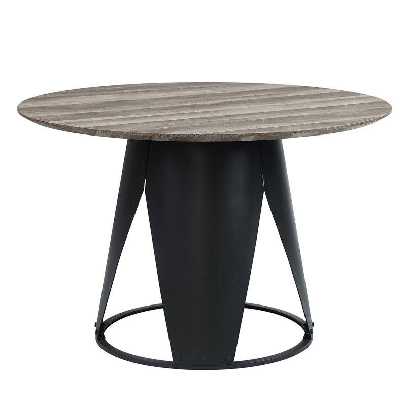 Table de salle à manger ronde Sebago en chêne antique et noir