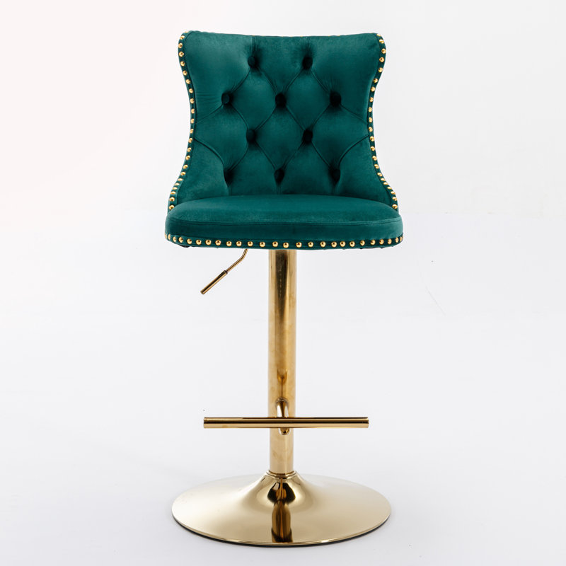 Julias Swivel Upholstered Adjustable Height Counter Stool, Green/Black