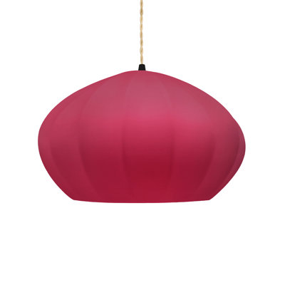 Radiance - Luminaire suspendu ovale cannelé 1 lumière - Cerise - Noir mat - DEL dédiée - Cordon torsadé beige