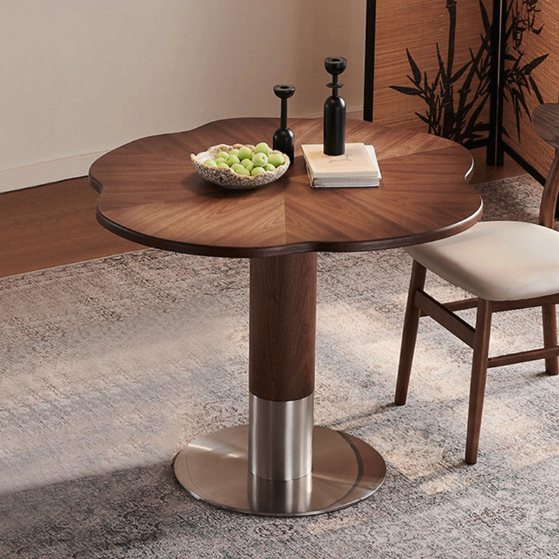 Table de salle à manger en bois manufacturé de couleur châtaignier, H 29,53 po x L 31,5 po x l 31,5 po