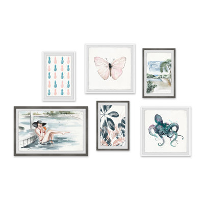 Aizah «Tonal Blues and Pinks» Hexaptych