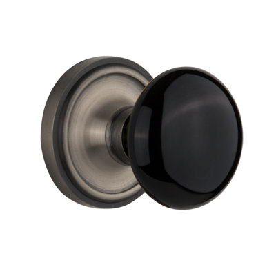 Classic Rosette with Black Porcelain Door Knob