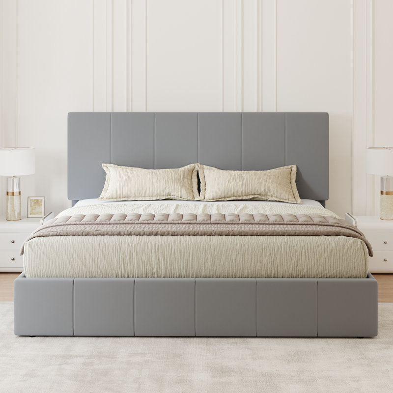 Lit plateforme entièrement rembourré, lit en velours moderne avec tête de lit capitonnée, conception sans poussière, grand / double / très grand