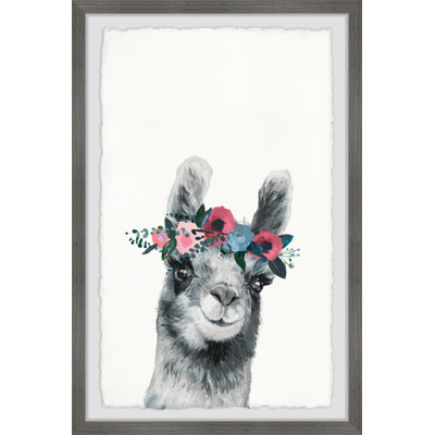 Orton Floral Crowned Alpaca Framed Print