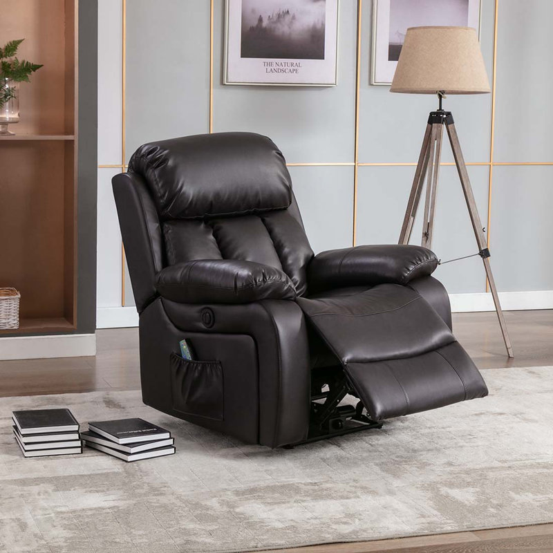 Faux Leather Heated Massage Chair, Brown, Electric