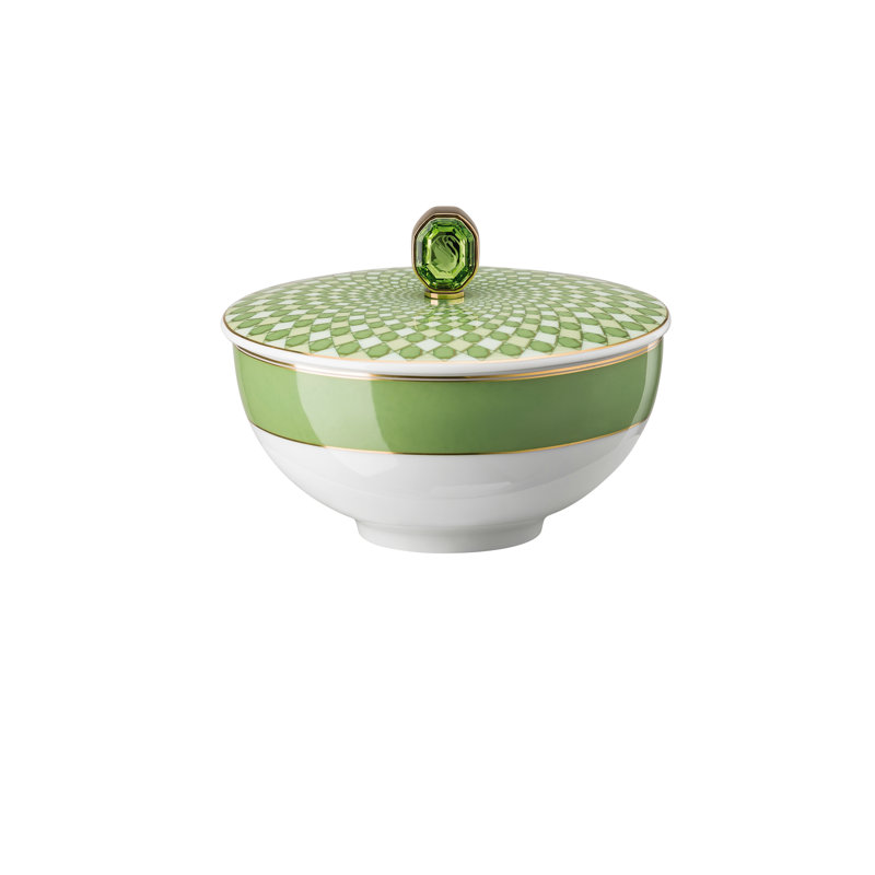 Swarovski Signum - Rice Bowl W/Lid 11 Oz 4 3/4 In Fern Green
