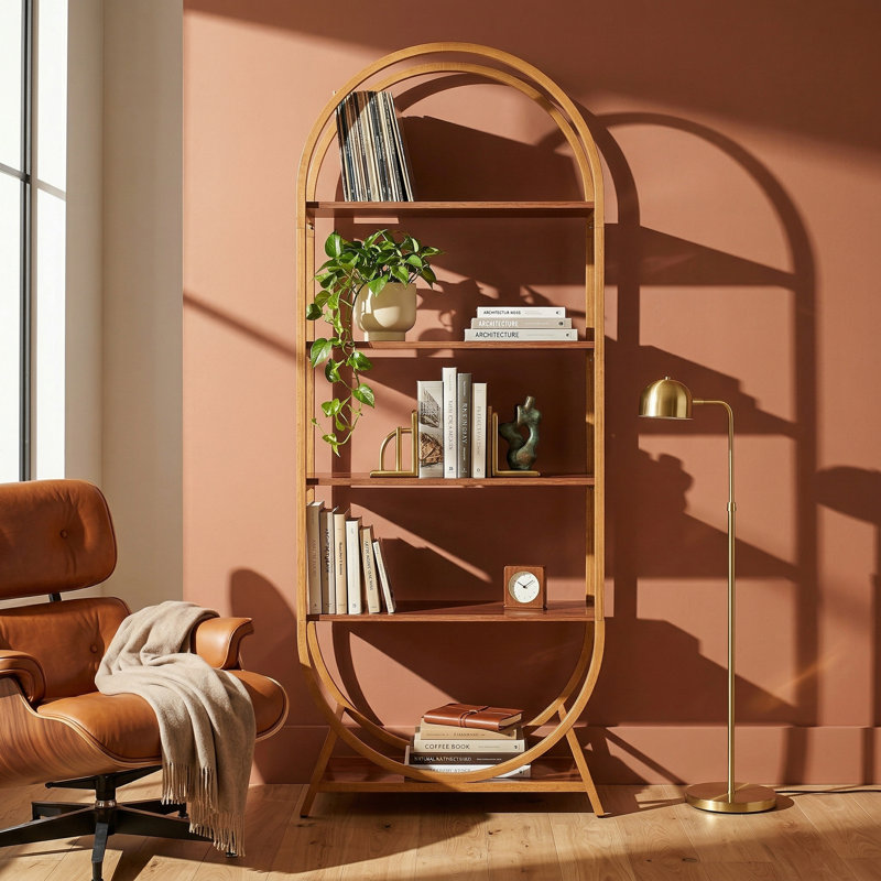 70.8" Modern 5-Tier Arched Bookcase